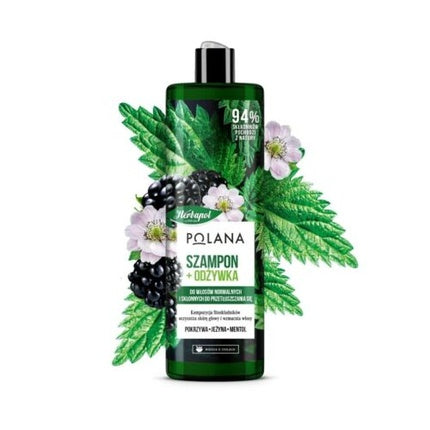 Șampon și Balsam 2 în 1, Herbapol, Polana, cu Mure și Urzică, 275g