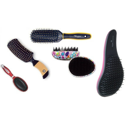 Perie De Păr Detangling Top Choice, Design Cerculețe Multicolore, Plastic