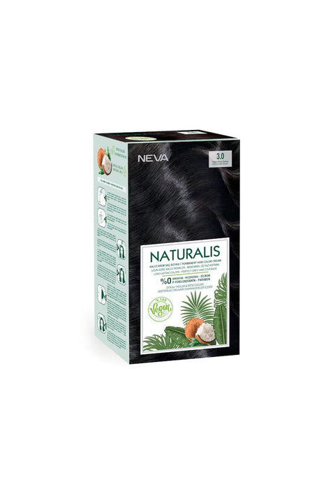 Vopsea permanentă de păr Neva Naturalis, nuanța 3.0 Intense Dark Brown, 150 ml
