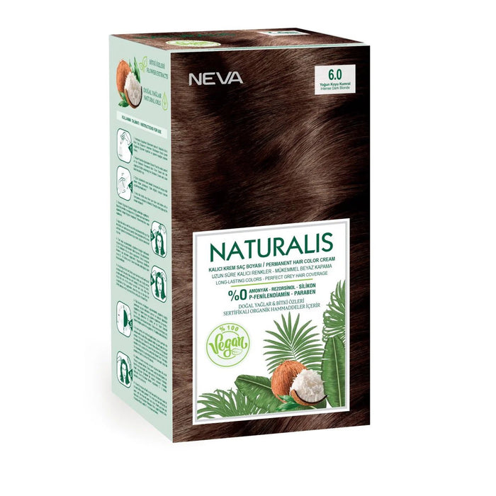 Vopsea permanentă de păr Naturalis Neva, nuanța 6.0 Intense Dark Blonde, 150 ml