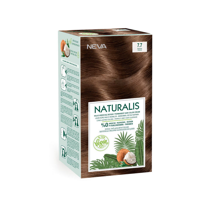 Vopsea permanentă de păr Neva Naturalis, nuanța 7.7 Caramel, 150 ml