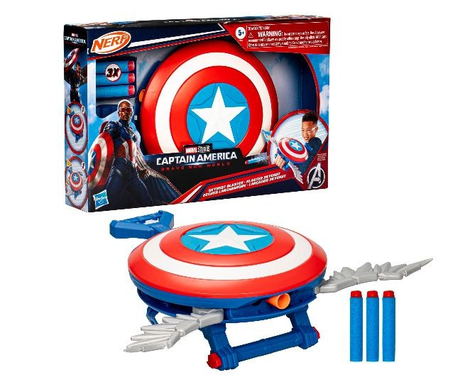 Blaster Hasbro Nerf Avengers Captain America: Brave New World Skyshot, 3 săgeți, 5+ ani