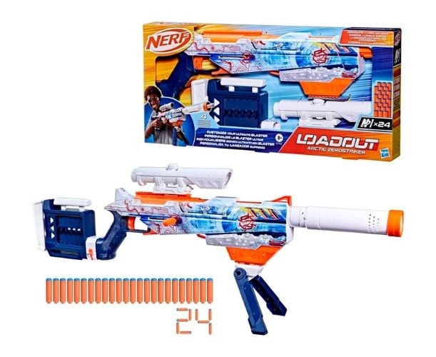 Blaster Hasbro Nerf Loadout Arctic Zerostriker, 24 proiectile, 8+ ani