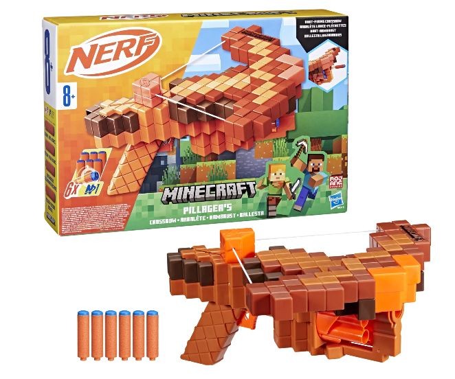 Arbaletă Hasbro Nerf Minecraft, Pillager's Crossbow, 6 săgeți, 8+ ani