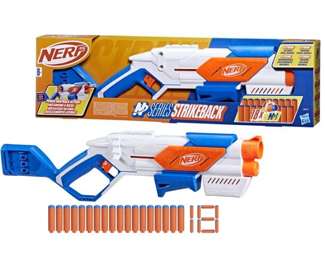 Lansator de săgeți Hasbro Nerf N Series Strikeback, 18 săgeți, 8+ ani
