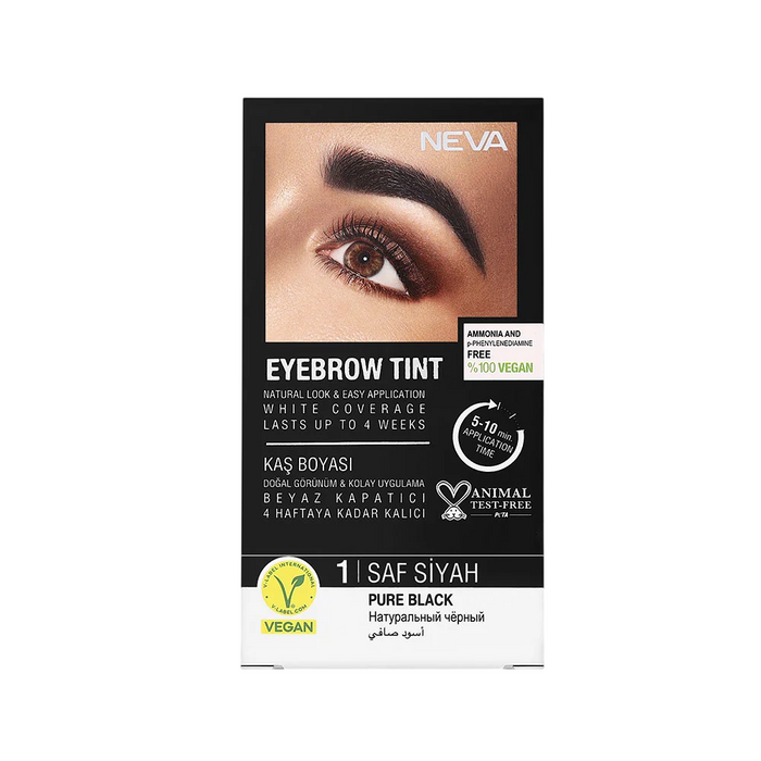 Vopsea pentru sprâncene Neva Eyebrow Tint, vegană, nuanța Pure Black, 30 ml