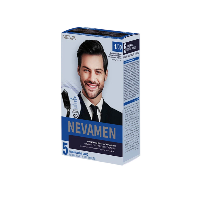 Vopsea de păr semi-permanentă Neva Nevamen, nuanța 5/0 Natural Medium Brown, pentru bărbați, 150 ml