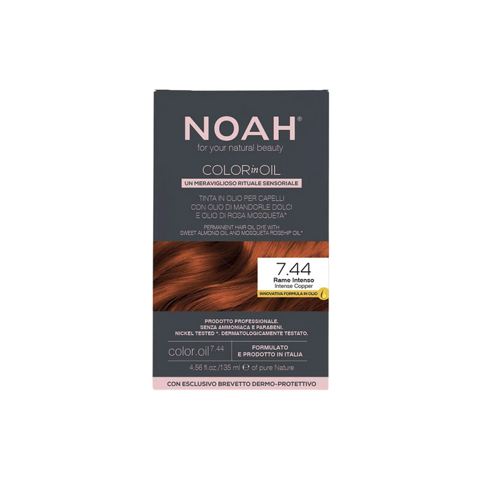 Ulei de colorare permanentă a părului Noah Color In Oil, nuanța 7.44 Intense Copper, 135 ml