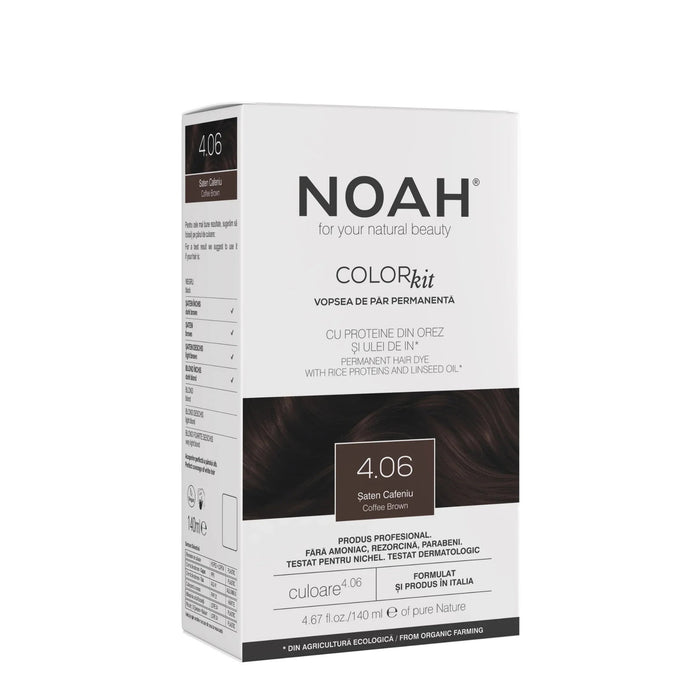 Vopsea permanentă de păr Noah ColorKit, nuanța 4.06 Brown Chestnut, 140 ml