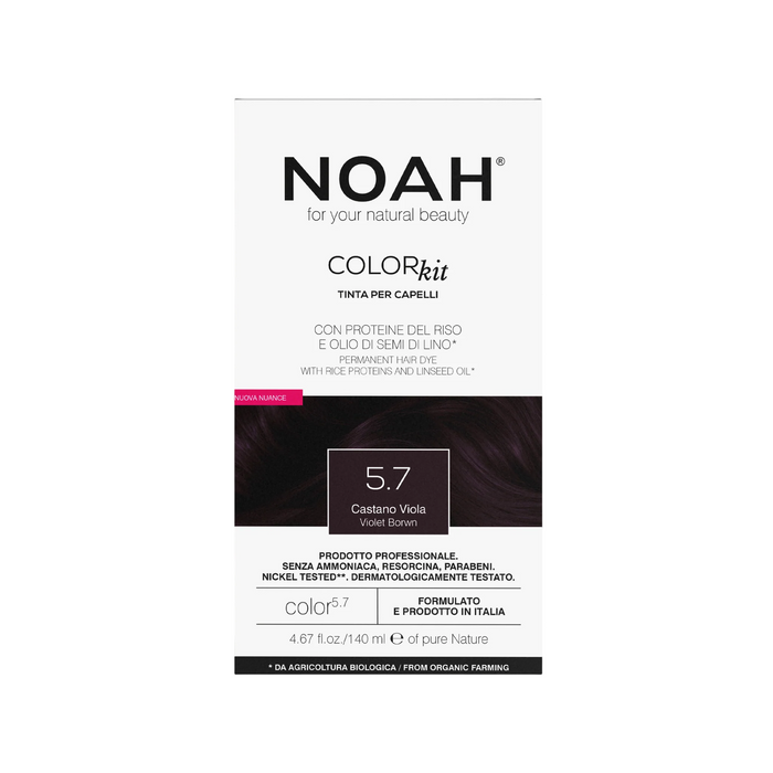 Vopsea permanentă de păr Noah Color Kit, nuanța 5.7 Violet Brown, 140 ml