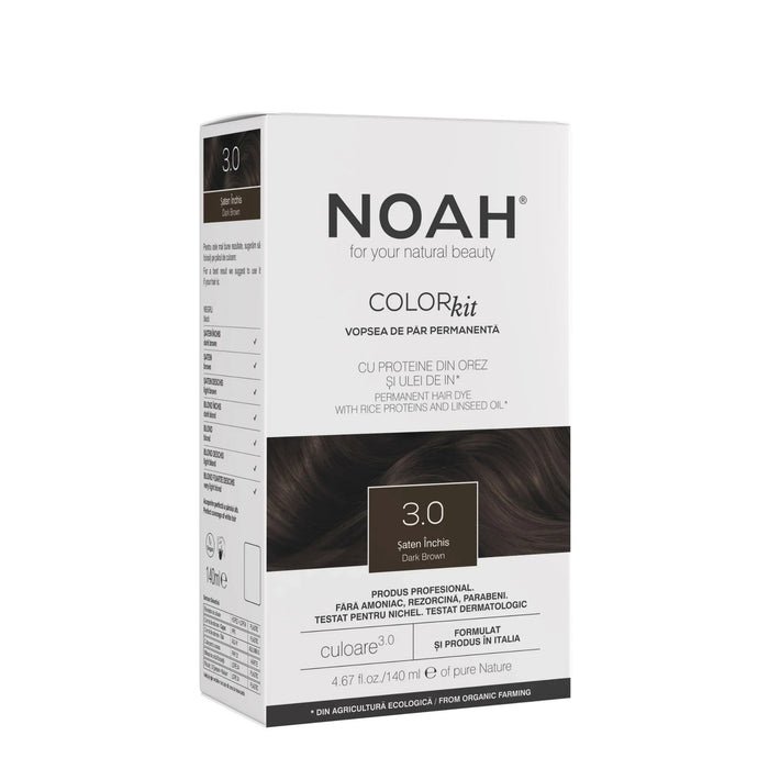 Vopsea permanentă de păr Noah ColorKit, nuanța 3.0 Dark Brown, 140 ml