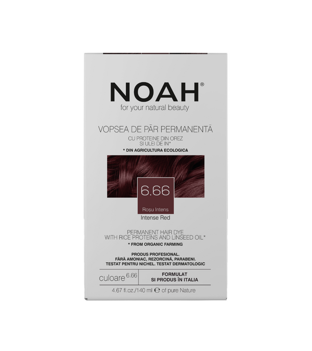 Vopsea permanentă de păr Noah, nuanța 6.66 Intense Red, 140 ml