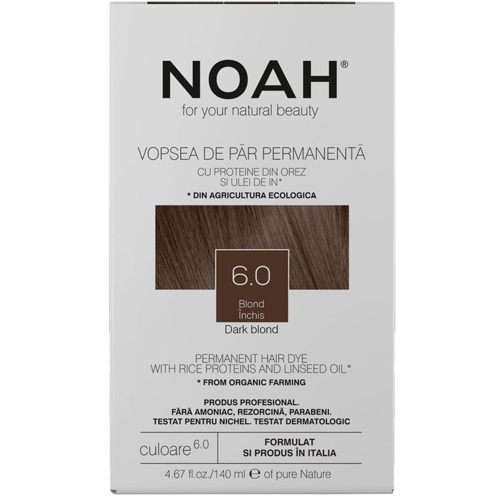 Vopsea permanentă de păr Noah, nuanța 6.0 Blond închis, 140 ml