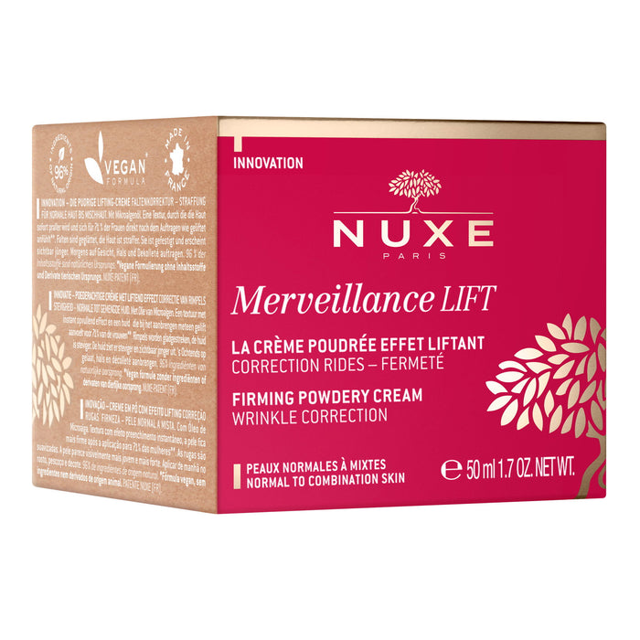 Cremă de față Nuxe Merveillance Lift Powdery, cu efect pudrat și de fermitate, de zi, vegană, 50 ml