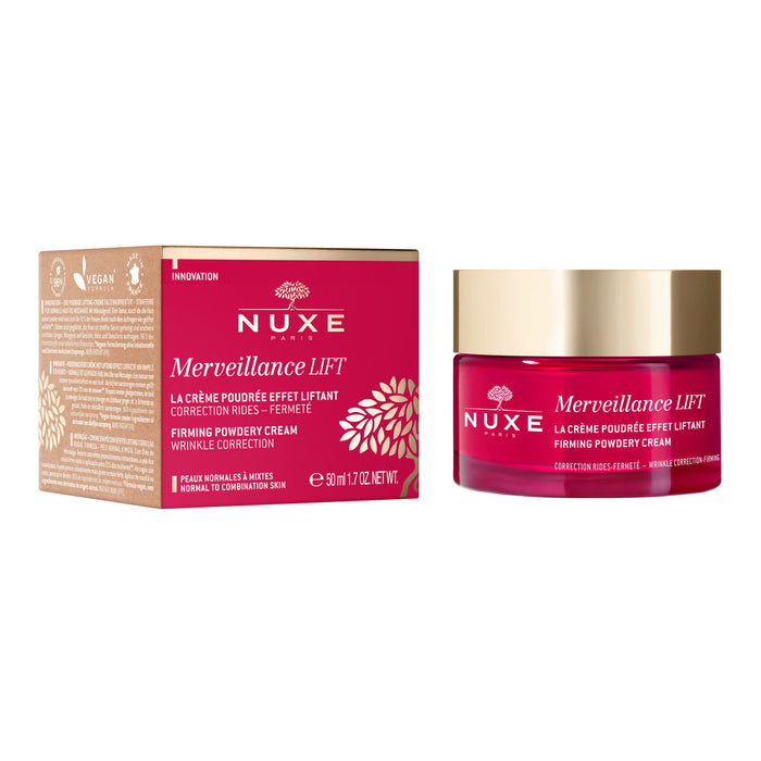Cremă de față Nuxe Merveillance Lift Powdery, cu efect pudrat și de fermitate, de zi, vegană, 50 ml