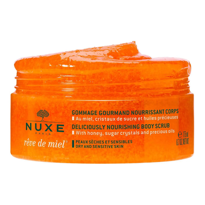 Exfoliant pentru corp Nuxe Rêve de Miel, nutritiv, vegan, pentru piele uscată și sensibilă, 175 ml