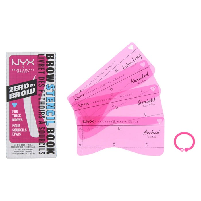 Set Nyx Zero To Brow, șabloane pentru sprâncene groase, 4 buc