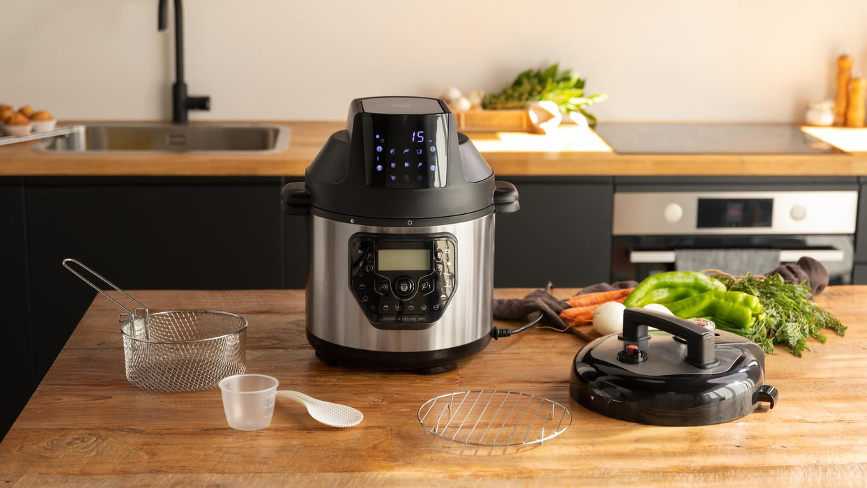 Oală electrică programabilă Cecotec Olla GM model H Deluxe Fry, 6 l, 27 moduri de gătire, negru/gri