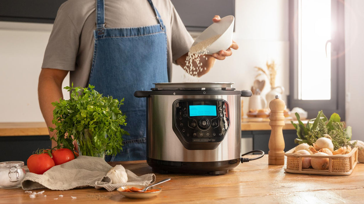 Oală electrică programabilă Cecotec Olla GM model H Deluxe Fry, 6 l, 27 moduri de gătire, negru/gri