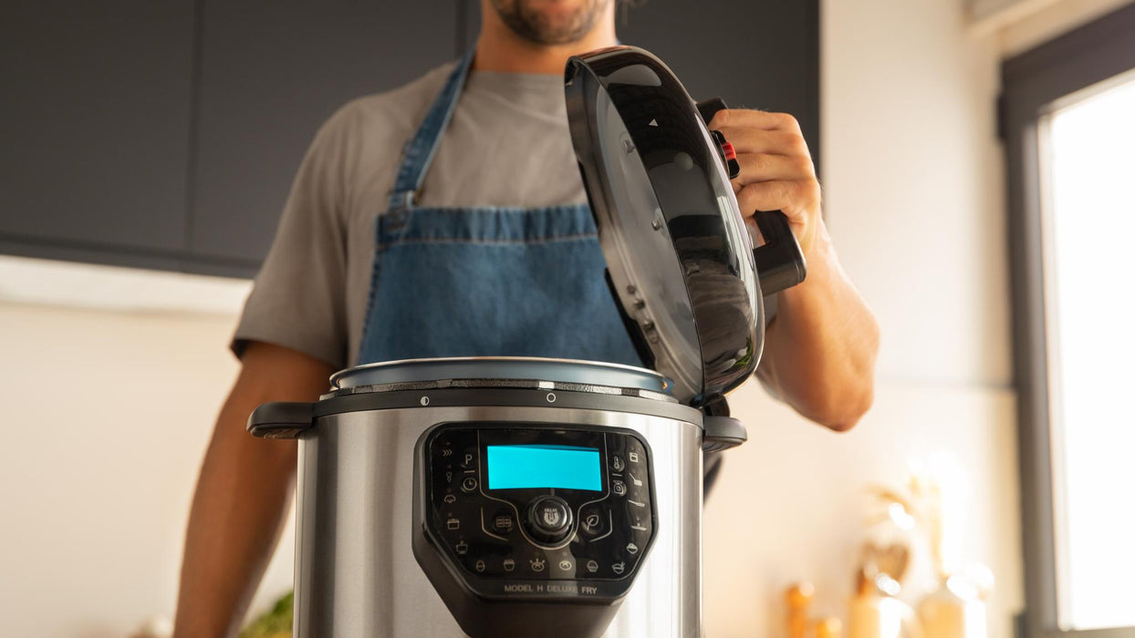 Oală electrică programabilă Cecotec Olla GM model H Deluxe Fry, 6 l, 27 moduri de gătire, negru/gri