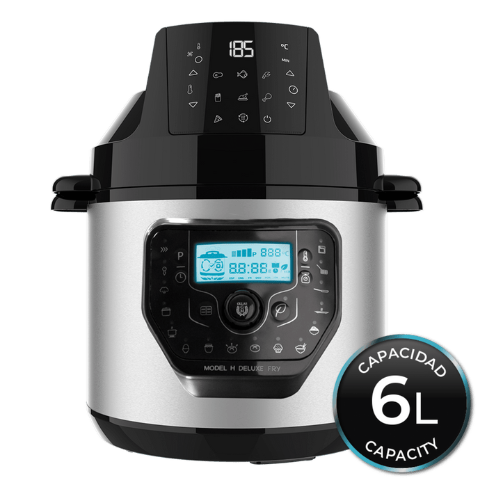 Oală electrică programabilă Cecotec Olla GM model H Deluxe Fry, 6 l, 27 moduri de gătire, negru/gri