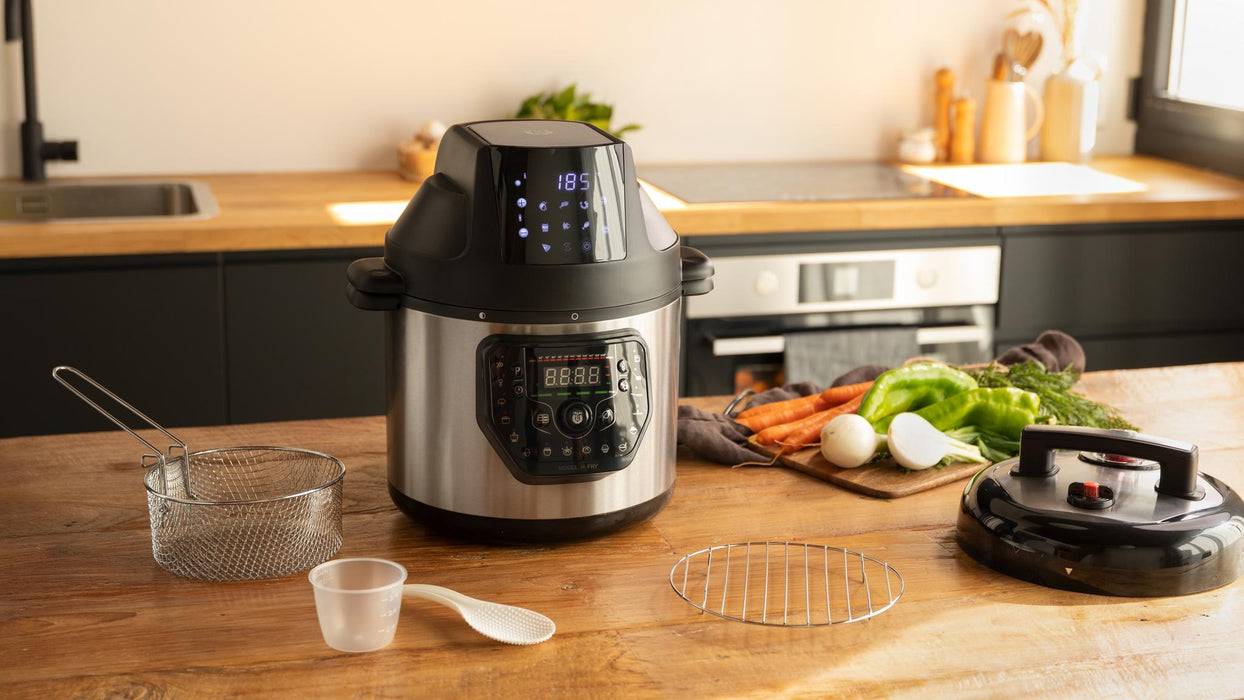 Oală electrică programabilă cu friteuză Cecotec Olla GM H Fry, 6 l, 27 de moduri de gătire, oțel