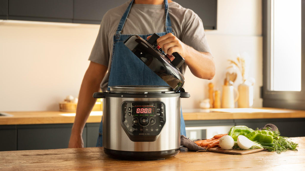 Oală electrică programabilă cu friteuză Cecotec Olla GM H Fry, 6 l, 27 de moduri de gătire, oțel