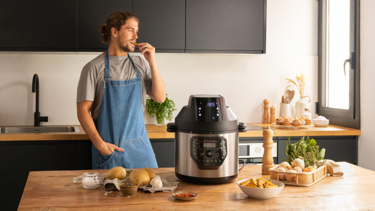 Oală electrică programabilă cu friteuză Cecotec Olla GM H Fry, 6 l, 27 de moduri de gătire, oțel