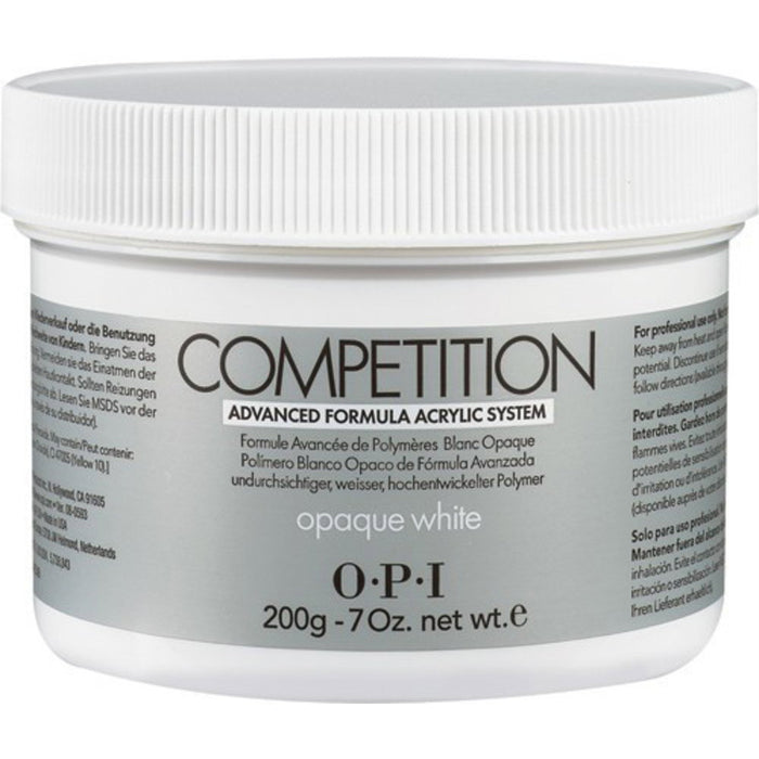 Pudră acrilică pentru unghii Opi Competition, alb opac, 200 g