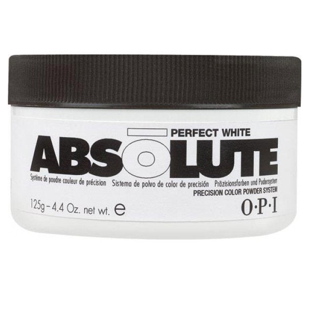 Pudră acrilică pentru unghii Opi Absolute, nuanța Perfect White, 125 g