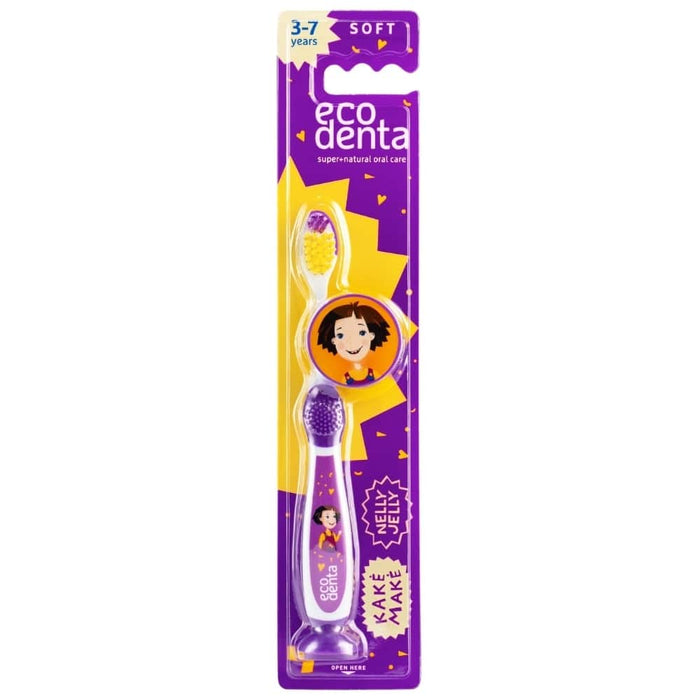 Periuță de dinți Ecodenta Nelly Jelly, pentru copii 3–7 ani, peri moi