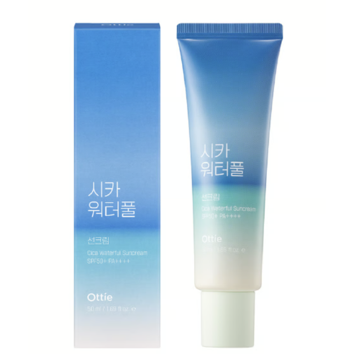 Cremă de protecție solară Ottie Cica Waterful, hidratantă, pentru față, SPF 50+, 50 ml