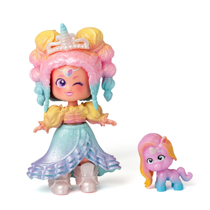 Păpușă Magicbox Kookyloos Princess, Unicorn Magic, 3 expresii și animaluț unicorn