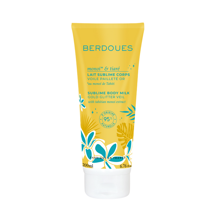 Lapte de corp Parfums Berdoues Monoi & Tiare, cu efect sclipitor auriu, 200 ml