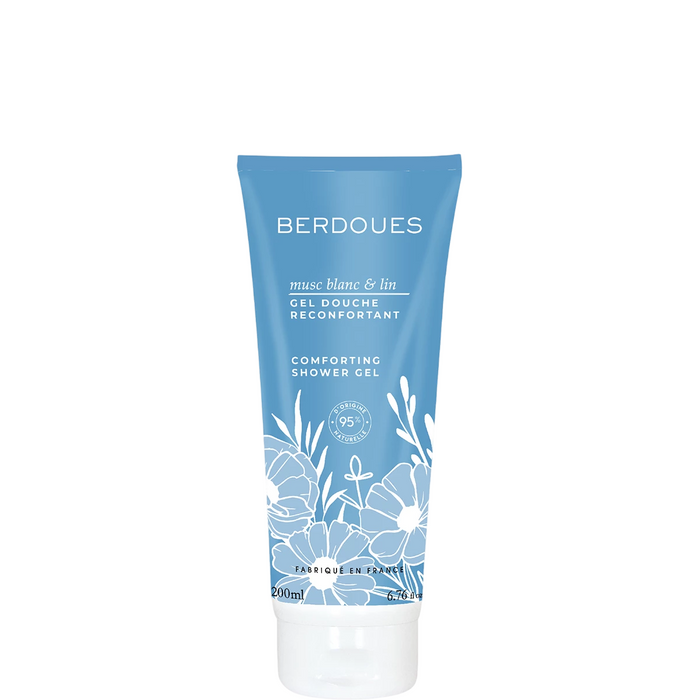 Gel de duș Parfums Berdoues Musc Blanc Et Lin, reconfortant, 200 ml