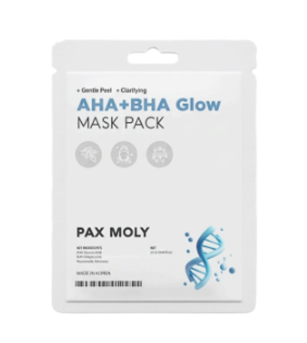 Mască facială PaxMoly AHA + BHA Glow, exfoliere blândă, pentru strălucire, 25 ml