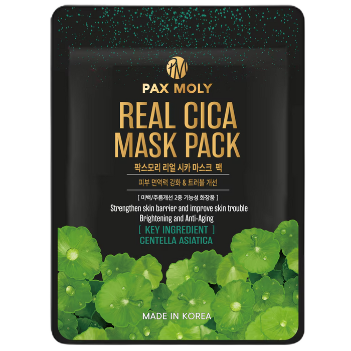 Mască facială PaxMoly Real Cica Mask Pack, calmantă și iluminatoare, 25 ml