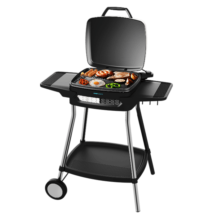 Grătar electric Cecotec PerfectCountry 2000 EasyMove, 2000 W, 5 trepte, 52 × 84 × 91 cm, negru