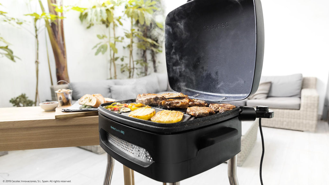 Grătar electric cu suport Cecotec PerfectCountry BBQ, 2000 W, 43 × 38 cm, 5 trepte, negru