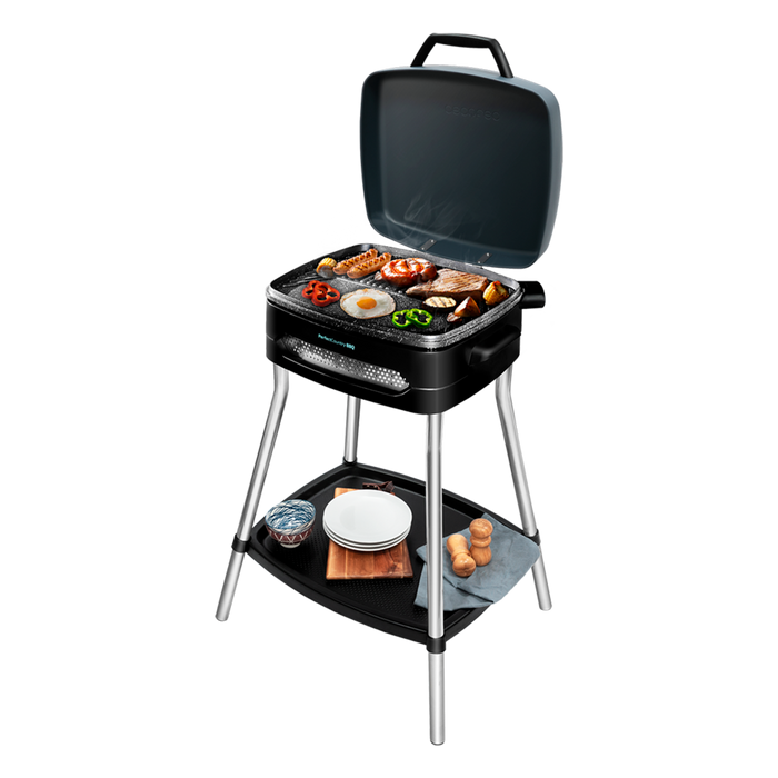 Grătar electric cu suport Cecotec PerfectCountry BBQ, 2000 W, 43 × 38 cm, 5 trepte, negru