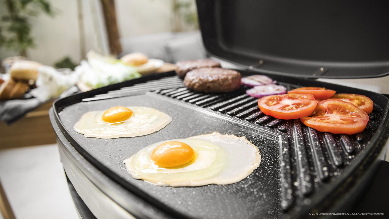 Grătar electric cu suport Cecotec PerfectCountry BBQ, 2000 W, 43 × 38 cm, 5 trepte, negru