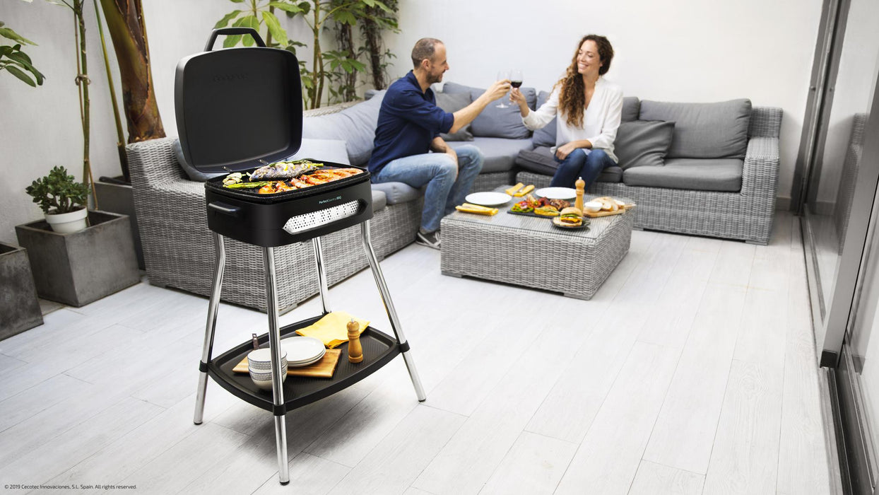 Grătar electric cu suport Cecotec PerfectCountry BBQ, 2000 W, 43 × 38 cm, 5 trepte, negru