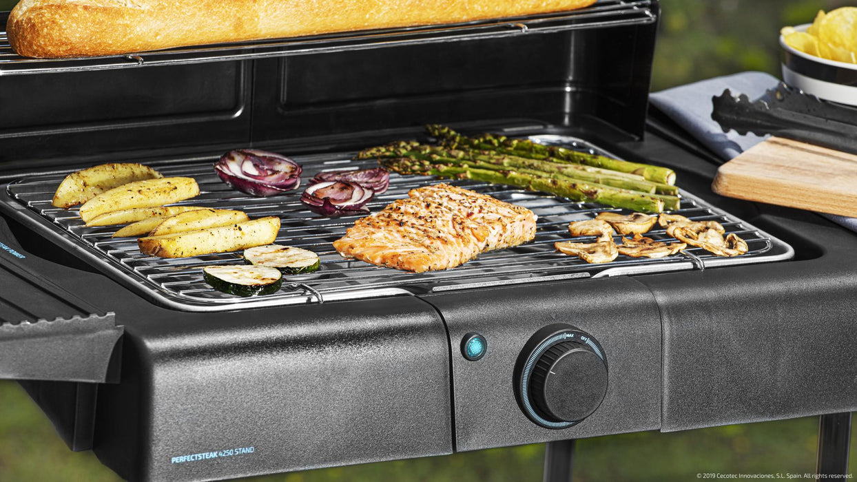Grătar electric cu suport Cecotec PerfectSteak 4250 Stand, 2400 W, 3 niveluri, negru