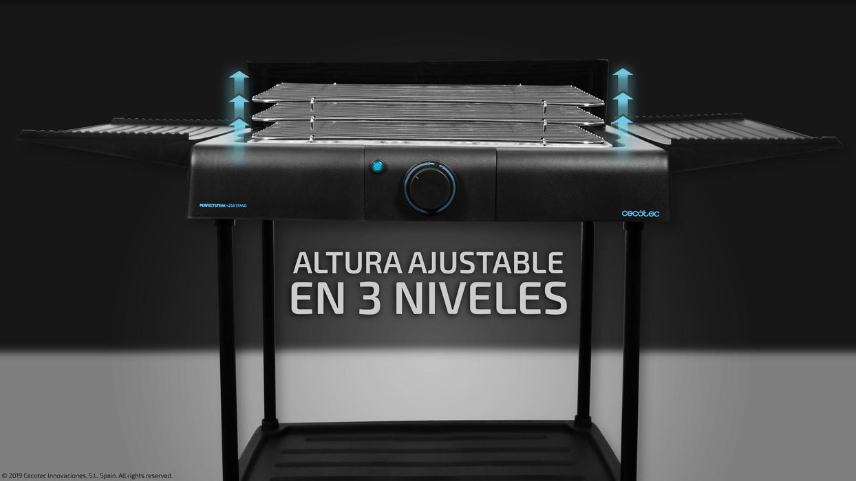 Grătar electric cu suport Cecotec PerfectSteak 4250 Stand, 2400 W, 3 niveluri, negru