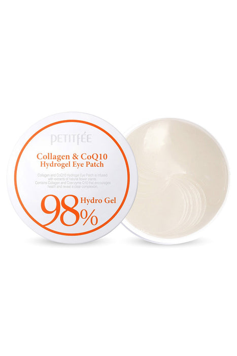 Plasturi hidrogel pentru ochi Petitfee Collagen & CoQ10, pentru fermitate și elasticitate, zi și noapte, 60 buc