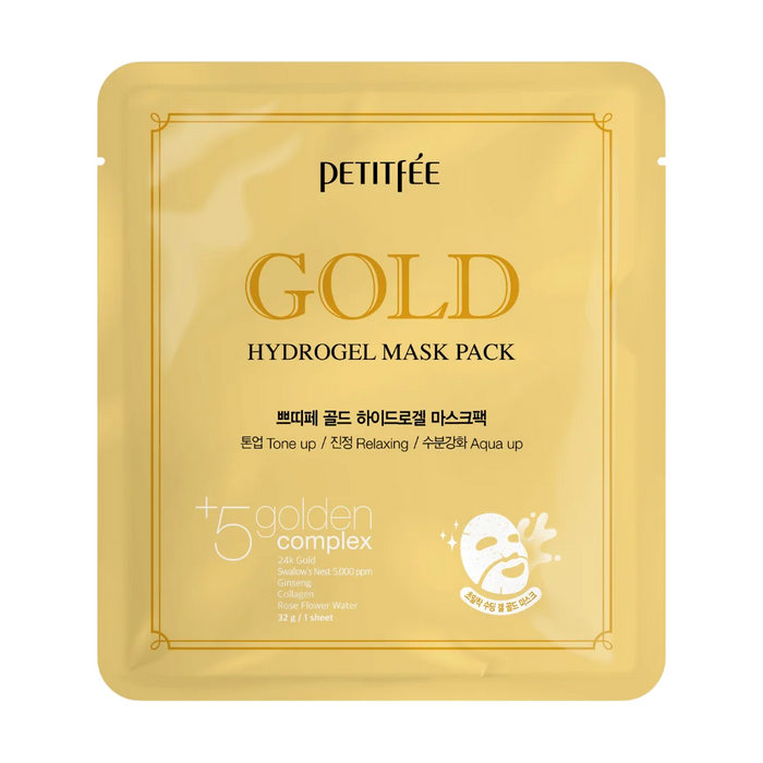 Mască de față hidrogel Petitfee Gold, antiîmbătrânire, cu aur, 32 g
