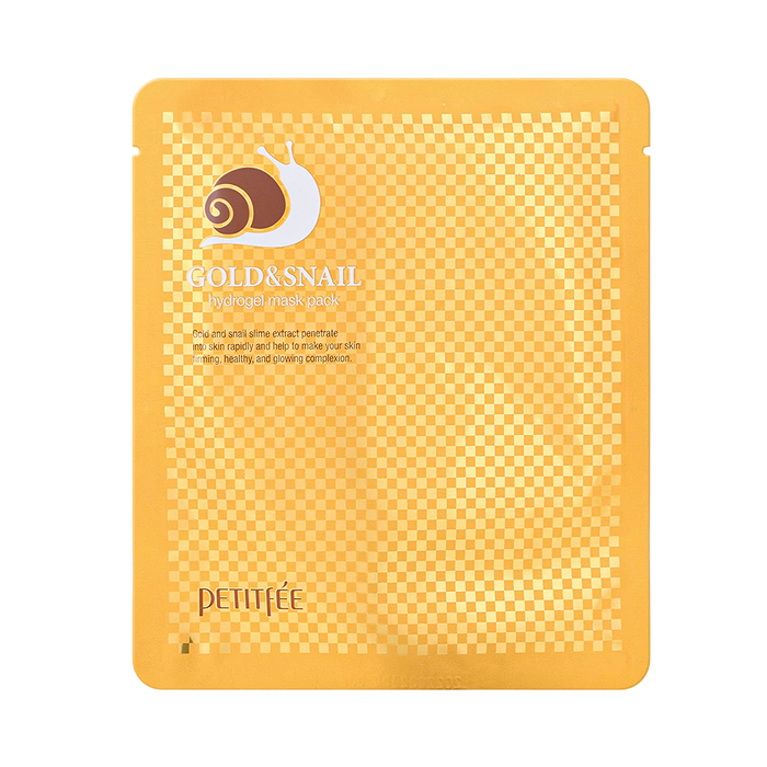 Mască facială Petitfee Gold & Snail, cu efect de fermitate și strălucire, 32 g