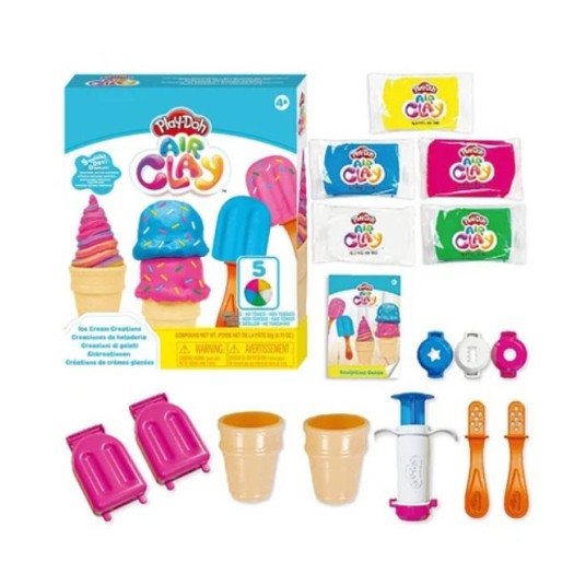 Set de modelaj Hasbro Play-Doh Air Clay Ice Cream Creations, 5 culori