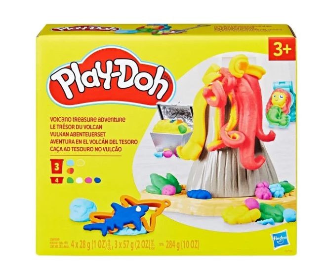 Set de joacă cu plastilină Hasbro Play-Doh Volcano Treasure Adventure, 7 recipiente, 3+ ani