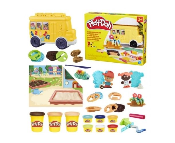 Set de plastilină Hasbro Play-Doh, School Day Adventures, autobuz școlar, 3+ ani